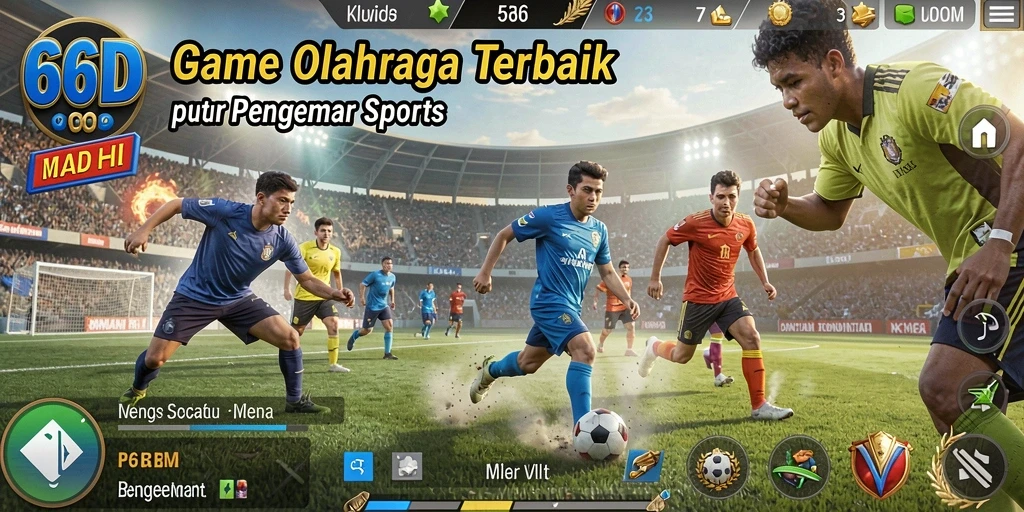 Tampilan gameplay menegangkan dalam 66D yang menampilkan aksi olahraga.