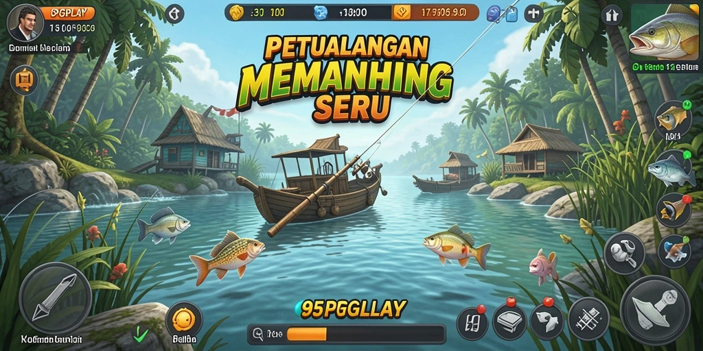 Tampilan gameplay 95PGPLAY dengan aksi memancing yang seru.