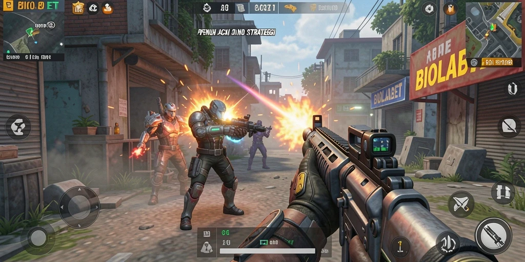 Tangkapan layar gameplay BIOLABET menampilkan aksi seru dalam pertempuran TPS.