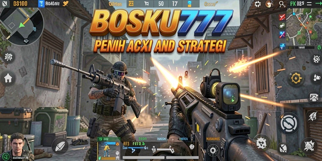 Screenshot utama menampilkan aksi seru dalam gameplay FPS.