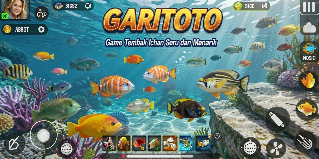 Tampilan gameplay GARITOTO menunjukkan aksi menembak ikan yang seru.