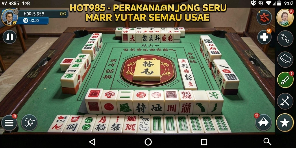 Tampilan gameplay HOT985 yang menarik dengan ubin Mahjong.