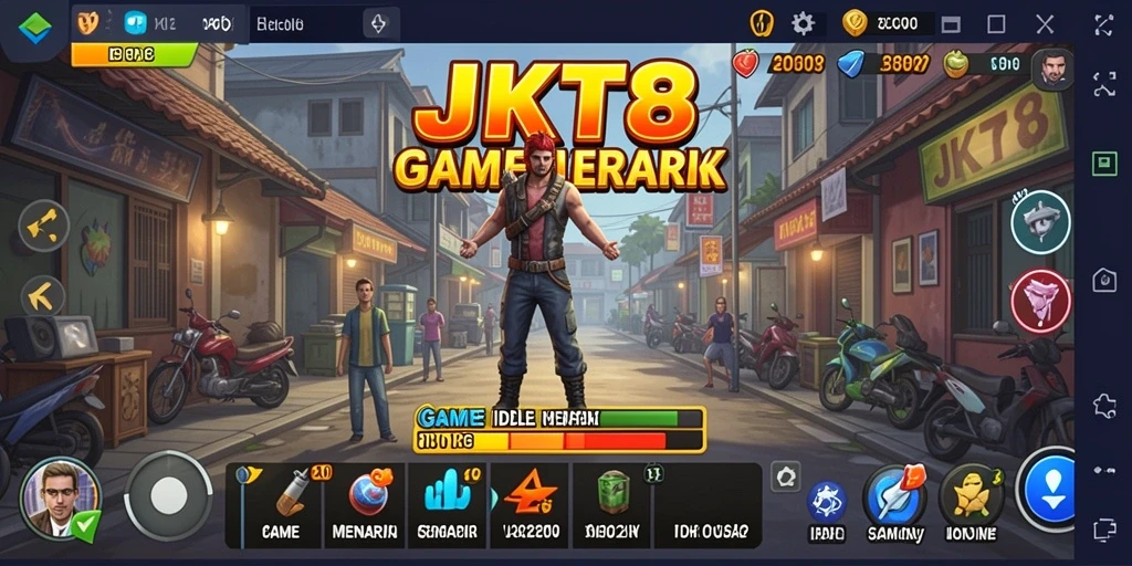 Tampilan gameplay JKT8 yang menarik saat karakter beraksi dalam mode Idle.