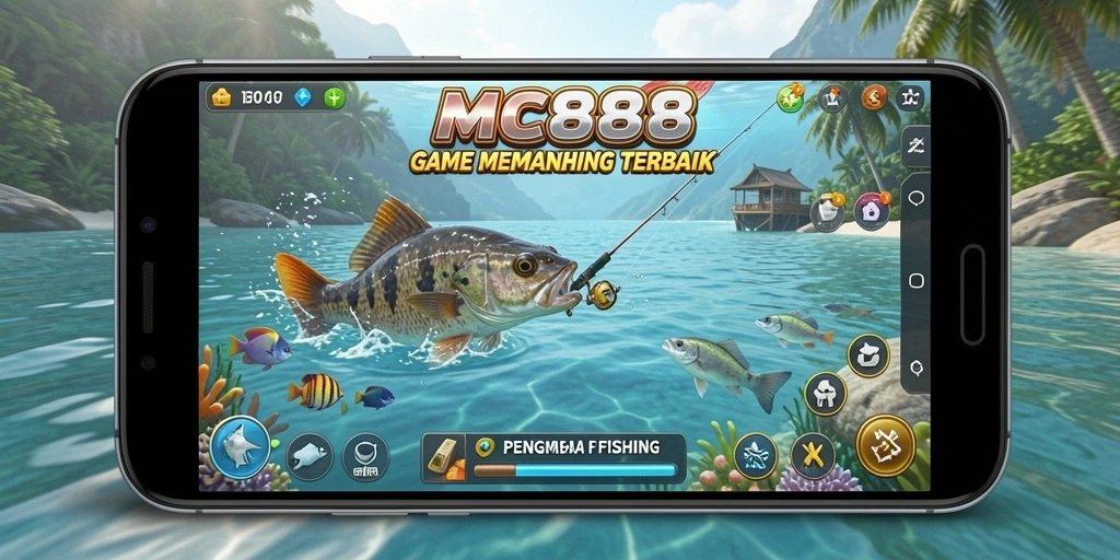Screenshot MC888 menampilkan gameplay menantang dalam memancing.