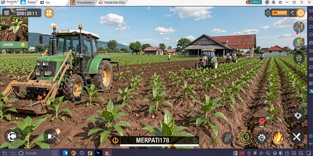 Screenshot gameplay menampilkan ladang subur dan hewan ternak di <strong>MERPATI178</strong>.