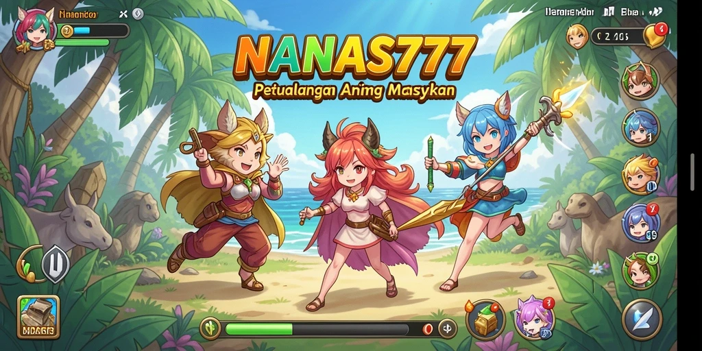 Screenshot gameplay NANAS777 menampilkan pertarungan seru dengan karakter anime.