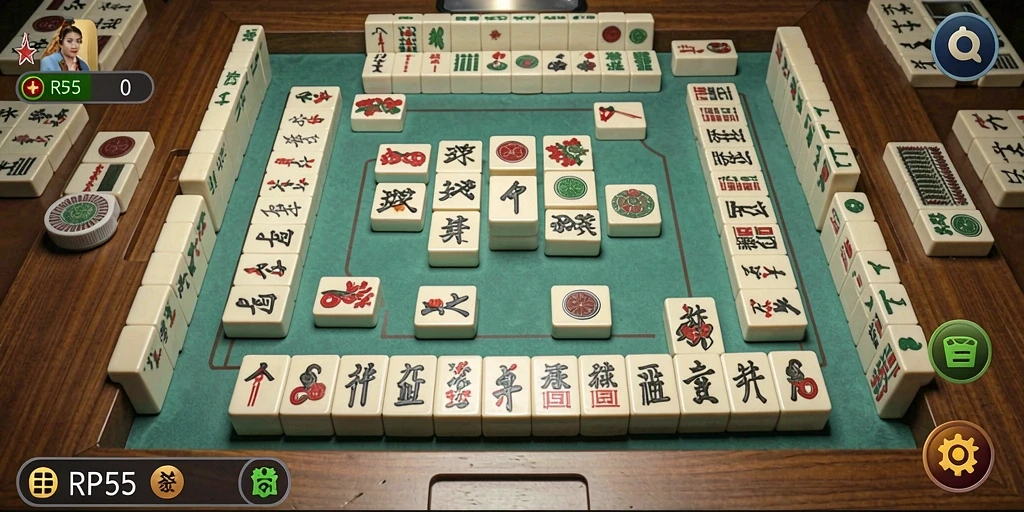 Tampilan gameplay seru Mahjong RP55 yang menantang.