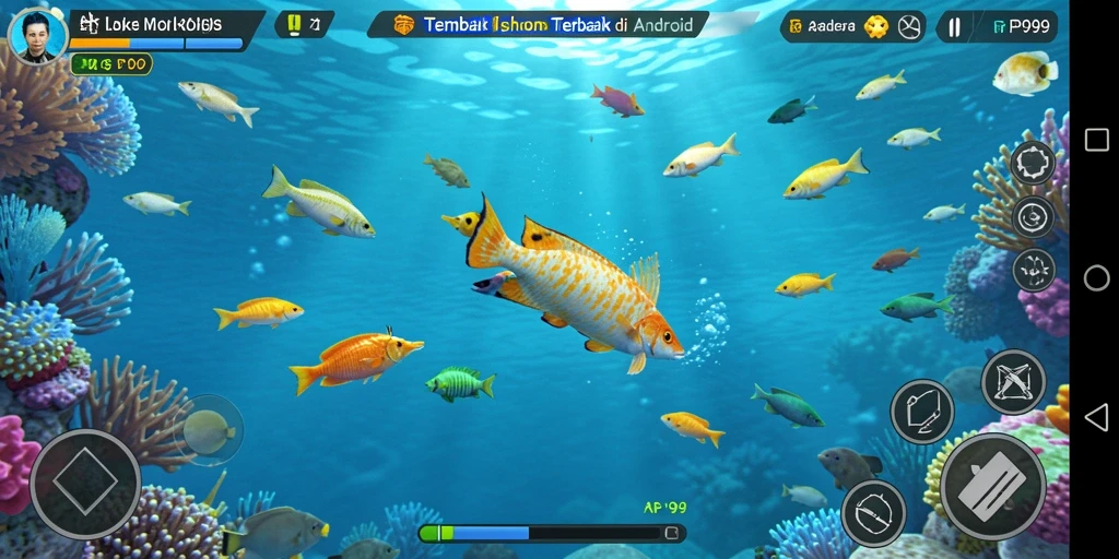 Screenshot gameplay RP99 menampilkan aksi menembak ikan yang seru.
