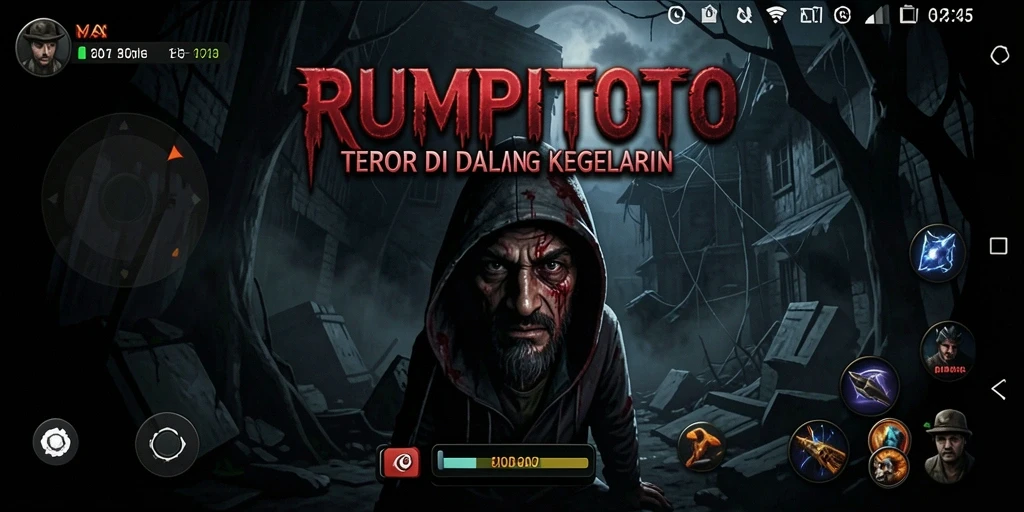 Gameplay RUMPITOTO dengan suasana horor yang mencekam.
