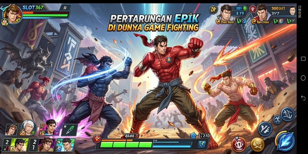 Tangkapan layar game Fighting yang menampilkan aksi pertarungan yang mendebarkan.